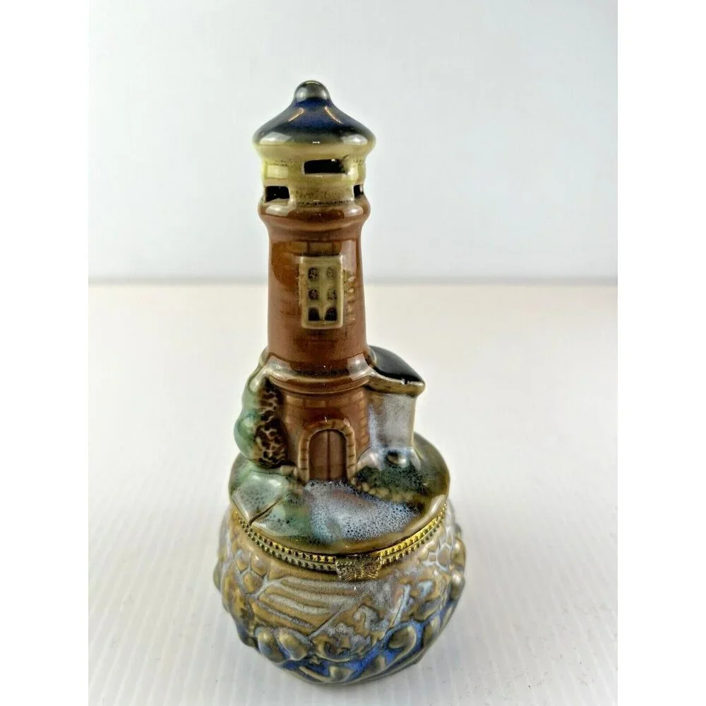 Lighthouse Trinket Pill Box Ceramic - 5 Inches Tall